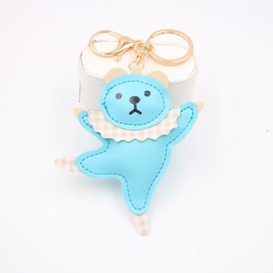 <b>Cute</b> and Silly Leather Teddy <b>Bear</b> Pendant Ballet Dancing Light Keychain Accessory with Scarf UV Printing - Product Image 6