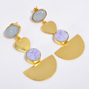 Handmade 14k Gold Plated Brass Gemstone Earrings Manufacturer Brass Gemstone Fashion Jewelry Custom Brass Jewelry Exporter - Product Image 5