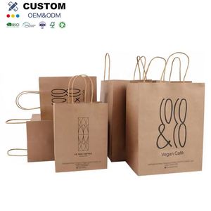 Bolsas de Papel Kraft Reciclado Resistentes al Agua y al Aceite, Impresión Offset Ecológica, Logotipo Personalizado, para Comida para Llevar al por Mayor - Product Image 1