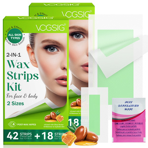 VOGSIG all'ingrosso 60 conteggi naturali cerotti depilatori 2 <span class=keywords><strong>in</strong></span> 1 Non Wovan <span class=keywords><strong>strisce</strong></span> di <span class=keywords><strong>ceretta</strong></span> facciale per la depilazione del corpo del viso - Product Image 1
