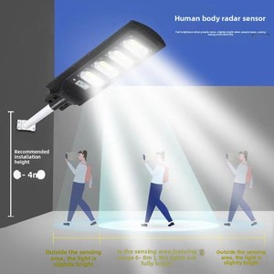 Lampe <span class=keywords><strong>solaire</strong></span> de rue tout-en-un la plus brillante, IP65, noire, la plus brillante, intégrée, 50W, 100W, 200W, 300W, 500W - Product Image 3
