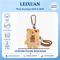 Porte-clés en peluche ours brun mignon avec broderie cœur et nœud papillon, pendentif de sac ou de sac à dos, cadeau pour amis