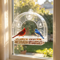 Mangeoire à oiseaux en acrylique à fixer sur fenêtre, transparente, avec ventouse, pour oiseaux sauvages, personnalisable OEM