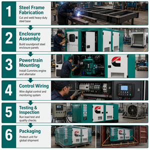 เครื่องกำเนิดไฟฟ้าดีเซลแบบเงียบพิเศษ Weichai Isuzu Perkins Cummins ขนาด 20 กิโลวัตต์ ถึง 1200 กิโลวัตต์ พร้อมแรงดันไฟฟ้า 230 โวลต์ และ 480 โวลต์  หม้อน้ำทองแดง - Product Image 3