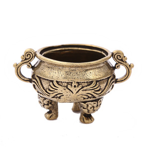 Retro Brass Incense Burner 40mm Diameter 20mm Height Desktop <b>Ornament</b> Religious Use Keychain Accessory - Product Image 5