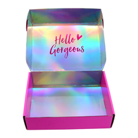 Boîte d'expédition holographique personnalisée en gros avec logo, emballage ondulé pour produits de beauté en abonnement e-commerce