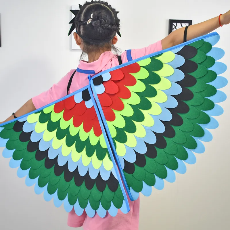 Kids Soft Play Equipment Set Blue Bird Costume Wings And FaceMask Ecofriendly Felt Hummingbird Costume Cloak Set
