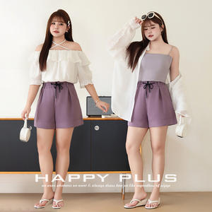 กางเกงขาสั้นผู้หญิงสีม่วงพร้อมกระเป๋าระบายอากาศ, N8589สไตล์ฤดูร้อน - Product Image 5