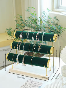 Soporte de almacenamiento de reloj de terciopelo de 3 niveles de gama alta, nuevo contenedor de joyería con Collar, accesorios para pies, pulsera, accesorios de exhibición - Product Image 4