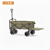 Chariot pliable industriel à quatre roues Liveer Factory, grand chariot à main et remorque pour pique-nique, utilisation en extérieur, essentiels de camping