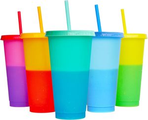 Factory Wholesale Custom Logo 24oz Free Reusable Stadium Plastic Tumblers Magic Cold Color Changing <b>Cups</b> <b>with</b> <b>Lid</b> <b>and</b> <b>Straw</b> - Product Image 1