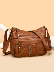 Bag Women New Handbags PU Soft Leather Crossbody Shoulder Bag Simple Casual <b>Purse</b> With Multi-zipper Tanjing - Product Image 3