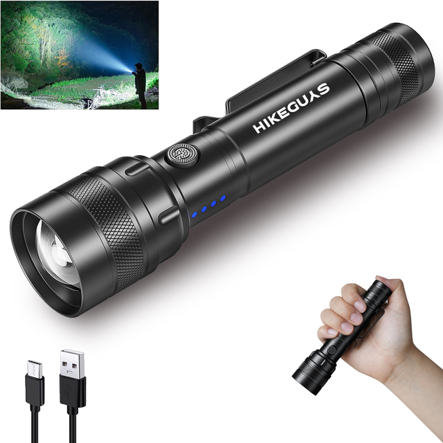 New Mini Aluminum Alloy Flashlights Clip Rechargeable 18650 1000 Lumens LED Zoomable Portable Hiking Emergency IP44 Waterproof
