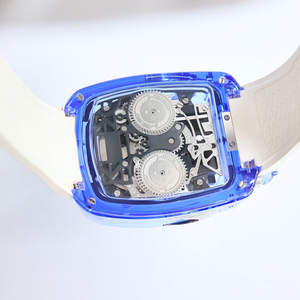 2025 Hot Selling Blue Transparent Case Rubber Strap Mechanical <strong>Watch</strong> Casual Business <strong>Watch</strong> <strong>Watch</strong> for Men - Product Image 5