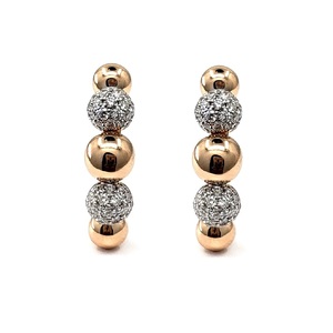 Fabricant chinois de bijoux Boucles d'oreilles créoles rondes en or rose massif 18 carats avec diamants véritables de qualité supérieure pour femme - Product Image 1
