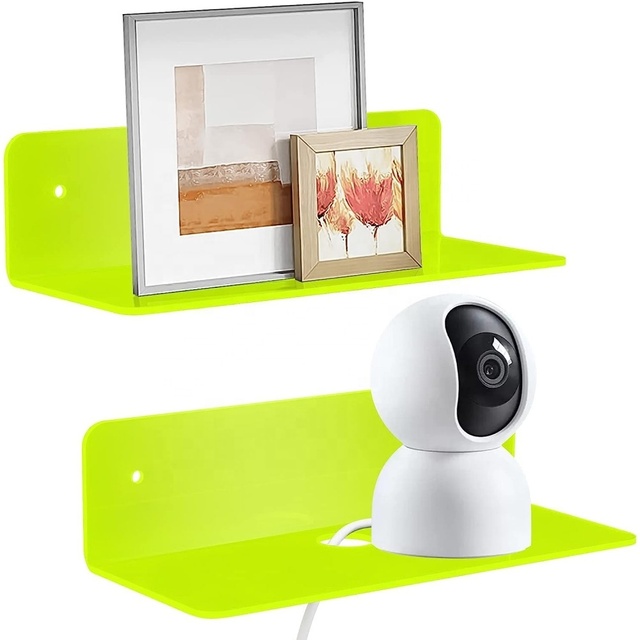 Acrylic Floating Shelves Adhesive Wall Shelf for Figure, Speaker, Small Display Wall Shelves for Bathroom, Bedroom, Living Room
