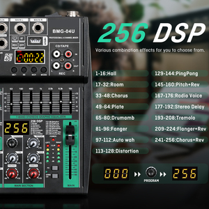 BMG-04U Mixer Plastik Profesional 4-Kanal USB Audio Peredam Kebisingan Dual Streaming dengan Efek Reverb 256 Terintegrasi untuk <span class=keywords><strong>DJ</strong></span> - Product Image 5