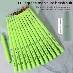 High-quality <b>Round</b> Head Nail <b>Brush</b> Beauty Fruit Green <b>Brush</b> Nail Art <b>Brush</b> Custom Looo Acrylic Handle Nail Supplier - Product Image 2