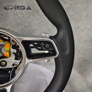Volante Deportivo de Cuero Negro Estándar para Modelos Porsche Panamera Cayenne <span class=keywords><strong>Macan</strong></span> 718 911 918 997 991 970 971 Boxster Cayman - Product Image 3