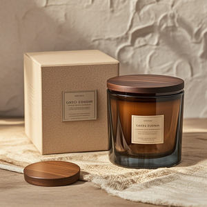 Bougeoirs uniques de marque privée personnalisés bocaux à bougies <span class=keywords><strong>en</strong></span> <span class=keywords><strong>verre</strong></span> de luxe vides brun <span class=keywords><strong>ambré</strong></span> <span class=keywords><strong>pour</strong></span> la fabrication de bougies - Product Image 1