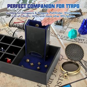 <span class=keywords><strong>Grand</strong></span> <span class=keywords><strong>RPG</strong></span> Accessoires Cadeaux Rangement miniature 4 en 1 <span class=keywords><strong>Jeu</strong></span> Dices Holder Case DND Dice Tray Tower Storage Box - Product Image 6