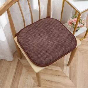 Amazon Best Sale Almofadas de cadeira antiderrapante Almofadas de espuma de memória com laços Honeycomb Padrão SBR Back Rounded Seat Cushion 16x16inch Woven