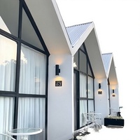 Rumah Kontainer Dinding Kaca, Rumah Prefab Modular, Rumah Pantai Modern, Bar Pantai, Showroom, Atap Segitiga Miring