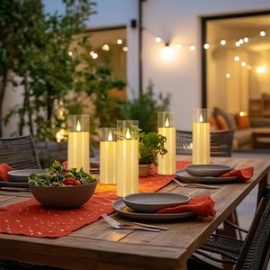 Set of 5 <b>Pillar</b> White Glass Led <b>Candle</b> for Home Decoration - Product Image 3