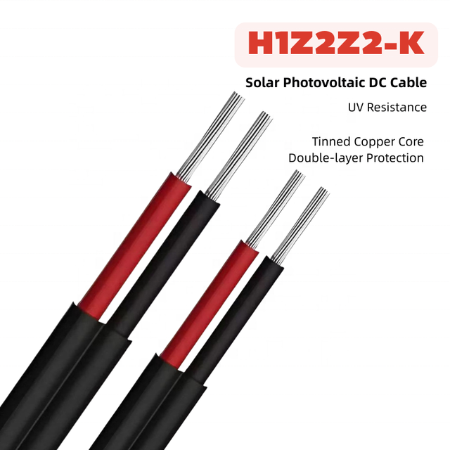 PV1-F/H1Z2Z2-K DC PV Wire 6mm Twin Core Solar Cable Red Black Tinned Copper XLPO Photovoltaic Wire Solar Panels 4mm 6mm 10mm