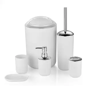 High Quality Bathroom Accessories Set 6 pieces Colorful Bathroom products with Soap Dispenser trash can toothbrush Holder