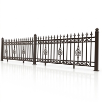 Panneau de clôture en acier galvanisé noir 6ftx8ft, design européen, avec pointe en forme de flèche, anti-rouille, pour jardin résidentiel, hôpital, extérieur