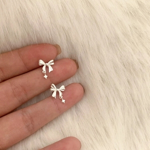 FY-ED422 <strong>Fine</strong> <strong>Stud</strong> <strong>Earrings</strong> for Women S925 Sterling Silver Instagram Niche Bow Design Star-Shaped Sleeping <strong>Earrings</strong> Ear Piercing - Product Image 6
