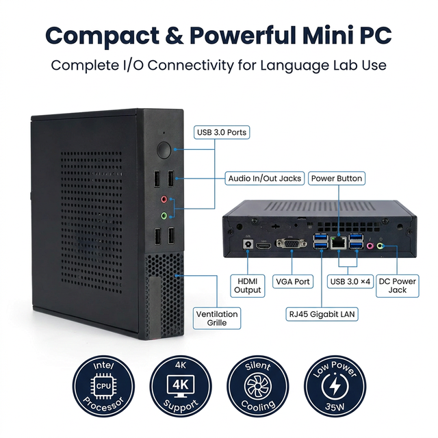 Core i3 i5 i7 Gen Mini PC 64GB RAM Windows 10 Industrial Desktop Computer for School Classroom Computer Lab-Barebone Shell MOQ 1