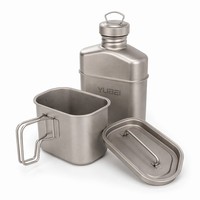 Ensemble extérieur en titane pur : gourde en titane et boîte à lunch en titane