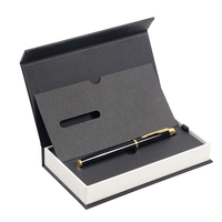 Boîte cadeau rigide en carton avec fermeture magnétique noire et Logo personnalisé, emballage de stylo avec insertion en mousse Eva