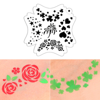 5 en 1 Pochoirs réutilisables imperméables en PET/PVC pour le visage et le corps, Tatouages temporaires, Modèles de maquillage corporel, Tenue de plus de 20 jours