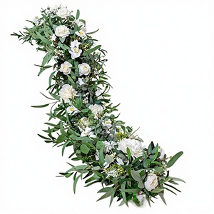 Искусственная гирлянда из красных и розовых гортензий и роз для декора стола, свадебных торжеств, оформления дорожек, декорации для школы, из шелка и пластика - Product Image 3