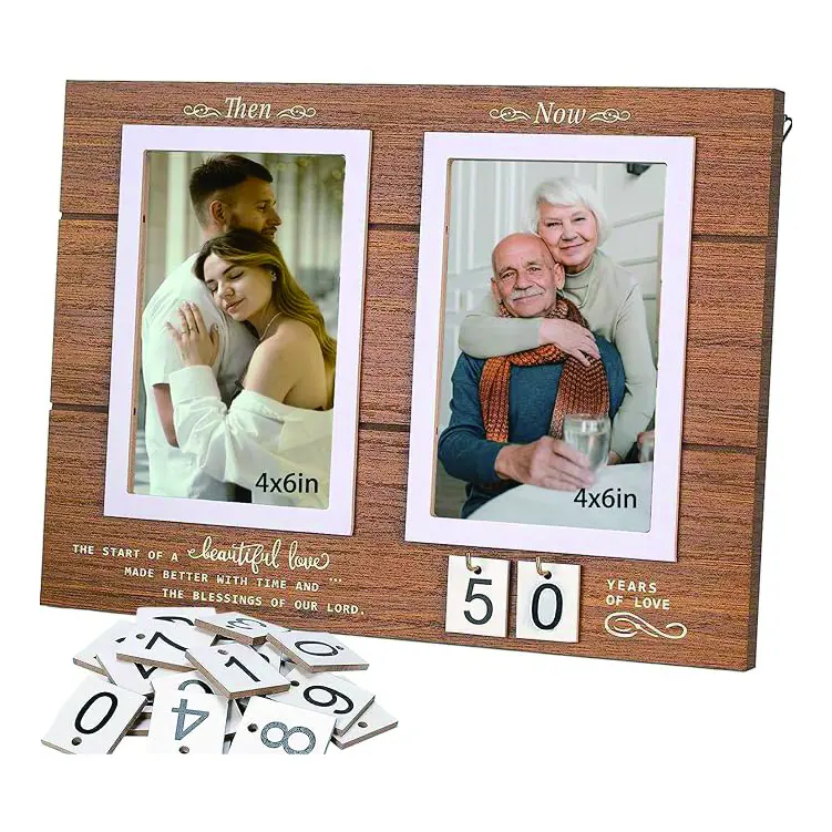 Hochzeitstag Holz-Bilderrahmen mit Sentimentellem Zitat Paar-Bilderrahmen für Verlobungsgeschenk