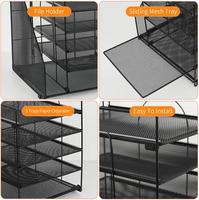 Organiseur de bureau personnalisable à 5 niveaux avec porte-documents, tiroir et porte-stylos, organiseur de bureau pour fournitures de bureau