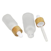 Flacon compte-gouttes en verre transparent de 30 ml/1 oz avec bouchon en bois, impression sérigraphiée, diffuseur à roseaux, logo personnalisé pour huiles essentielles et gouttes pour les yeux