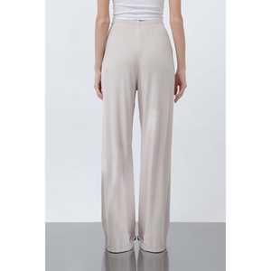 Pantalon large côtelé pour femme, taille haute, en tricot respirant - Product Image 5