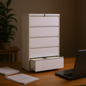 Archivador Metálico Lateral Blanco de 5 Cajones con Cerradura para Almacenamiento de Archivos en Oficina en Casa, Tamaños Legal, Carta, A4 y F4 - Product Image 2