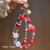 Lujoso Colgante para Teléfono de Globo Aerostático Rojo, Correa para Teléfono con Cuentas de Cristal de Alta Calidad, Estética Y2K, Joyería Tecnológica, Cordón, Regalo