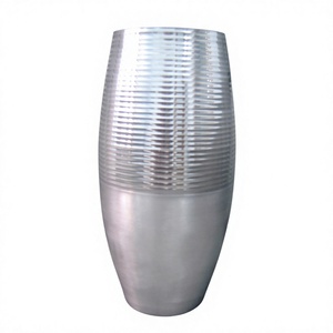 Vase à fleurs cylindrique en métal pour décoration de pièce, vase de sol pour salon, artisanat en métal, plantes artificielles, pot de fleurs pour la maison - Product Image 1
