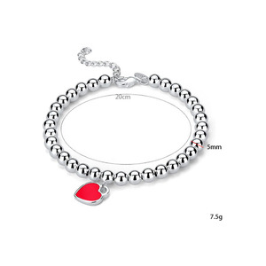 Heart Beaded Bracelet for Women, Minimalist Fresh Round Chain, Trendy Y2K Everyday Jewelry - Product Image 5