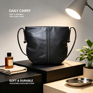 Elegante Bolso Bandolera de Cuero Minimalista para Mujer, Forma Curva Suave, Correa Anudada, Bolso de Hombro Casual - Product Image 3