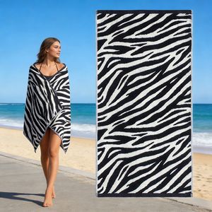 ผ้าขนหนูชายหาดผ้าฝ้ายแจ็คการ์ดแบบหนาพิเศษ ทนทานต่อน้ำทะเล ไม่ซีดจาง ผ้าขนหนูอาบน้ำ ป้องกันทราย ใช้ได้หลากหลาย สำหรับชายหาด ตั้งแคมป์ ปิกนิก - Product Image 1