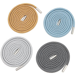 Tali sepatu reflektif bulat poliester <span class=keywords><strong>Fashion</strong></span> populer tali sepatu reflektif warna-warni datar hitam putih warna-warni - Product Image 5