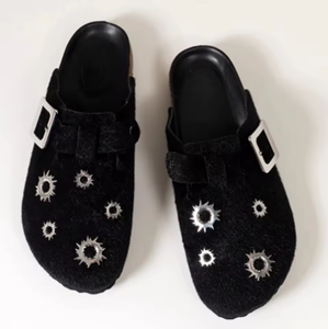 Sandali in camoscio personalizzati da uomo, zoccoli e sabot personalizzati con logo ricamato, suola in sughero, scarpe da casa con supporto plantare - Product Image 5