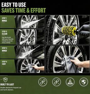 <span class=keywords><strong>Cepillo</strong></span> para Limpiar Ruedas de Coche, Cerdas Suaves, Antiarañazos, con Mango Ergonómico, PP Ecológico, para Detallado de Automóviles - Product Image 6